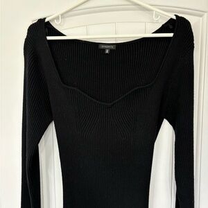 Ribbed Long Sleeve Dress with Leg Slit